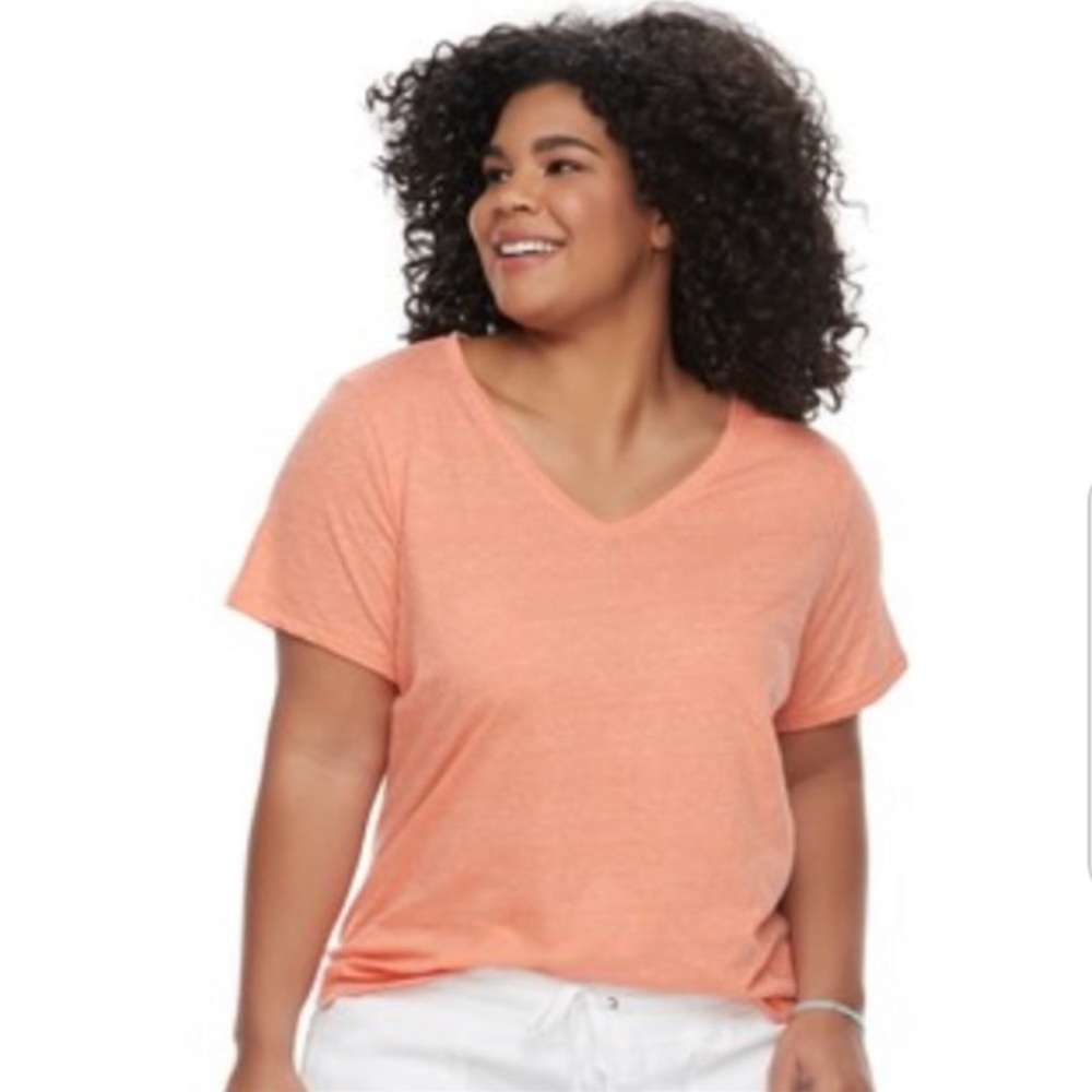 NWT Somona Coral Pink Everyday Vintage Soft V Neck T Shirt
